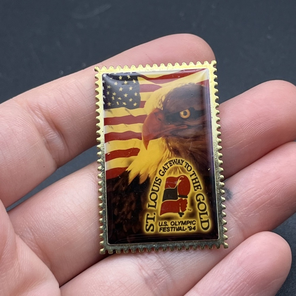 USPS U.S. Olympic Festival 1994 St. Louis Bald Eagle Postage Stamp Lapel Hat Pin